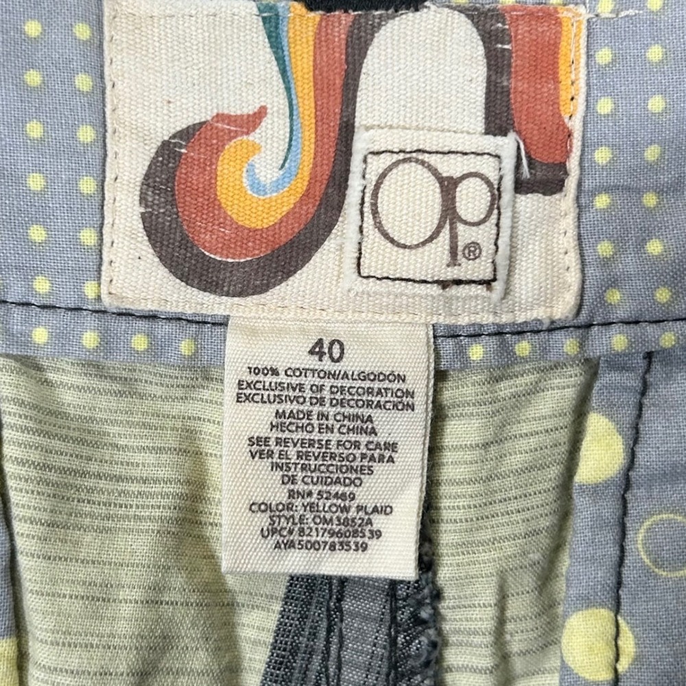Ocean Pacific OP Mens Yellow Grey Plaid Cotton Shorts Size 40 New - Picture 7 of 11